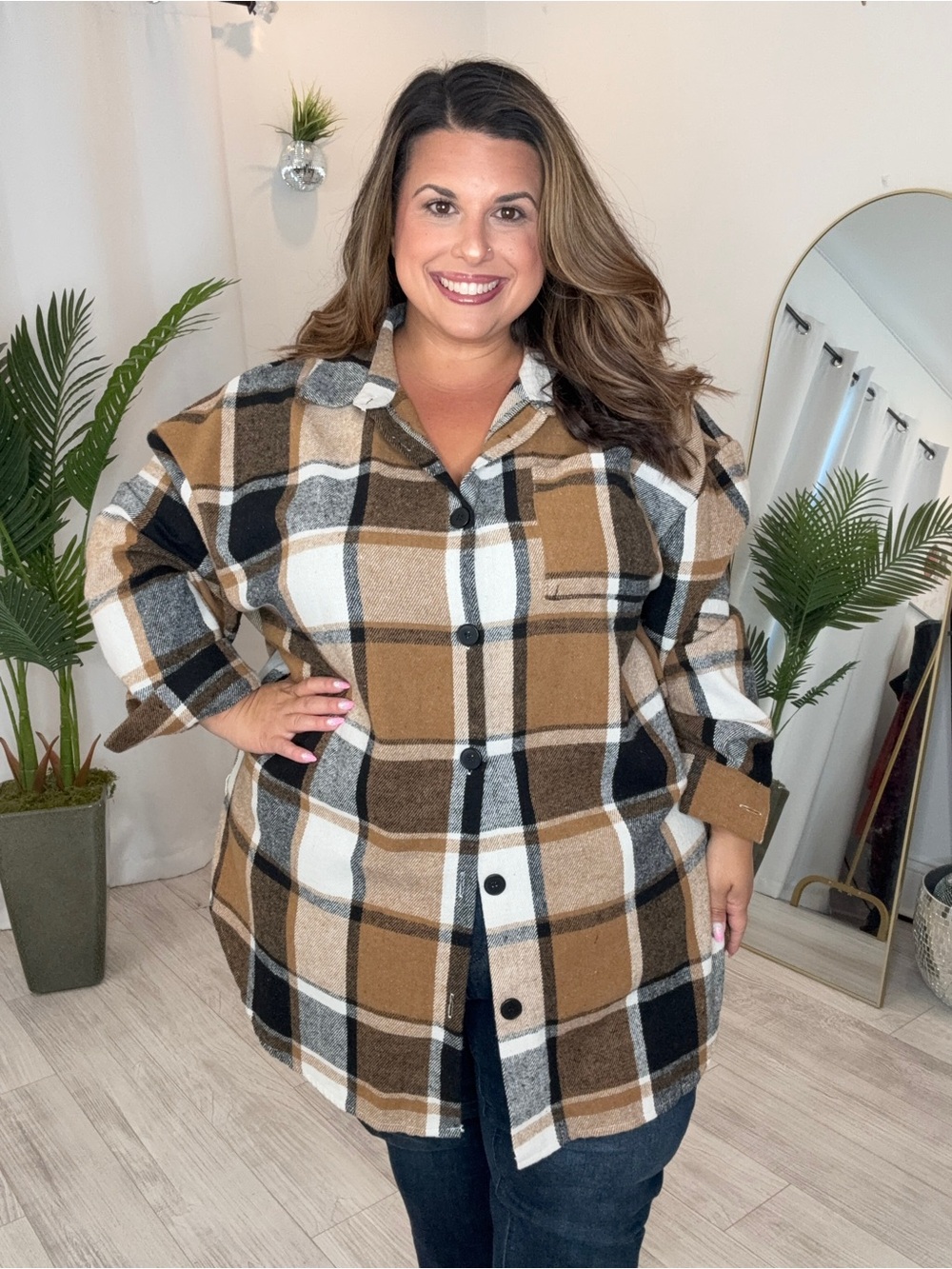 Plus Size Plaid Shacket